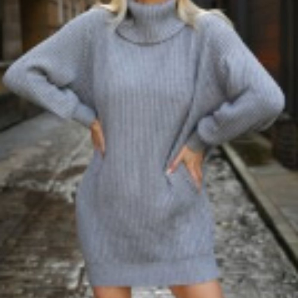 Grey Turtleneck sweater Dress